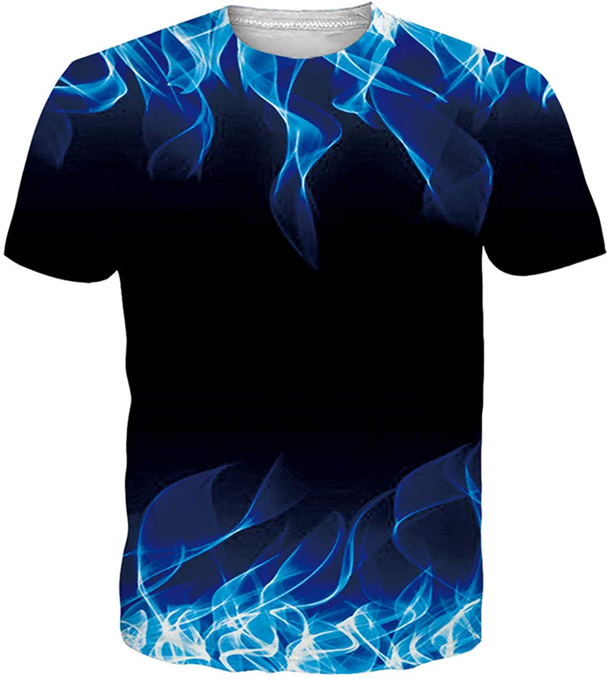 Unisex Casual 3D Print Animal Short Sleeve T Shirt Graphic Tees Cool Blue Smoke 3