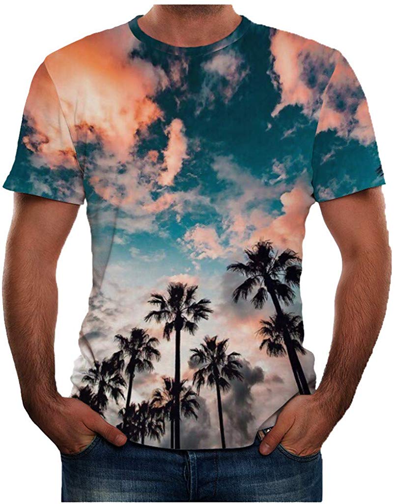 Men Summer New Full 3D Printed T Shirt Plus Size S 3XL Cool Printing Top Blouse Blue
