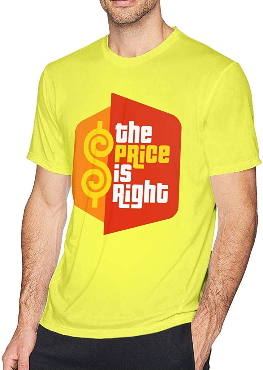 Men's Casual The Price is Right Tee T Shirt Short Sleeve O Neck Cotton T Shirt Sports Tops for Teens Plus Size Shirt Yellow
