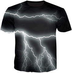 Unisex Flash Casual T Shirt Lightening 3D Printed Cool Crew Neck Parkour Tees Black