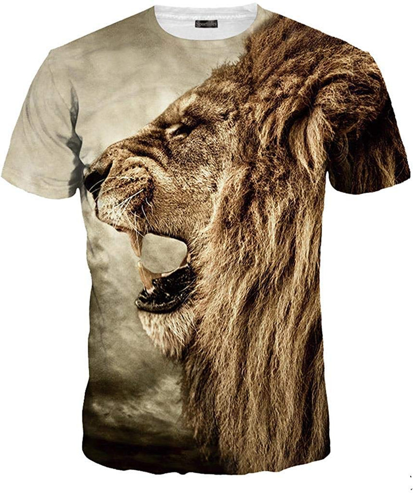 Unisex Men Women Realistic 3D Digital Print Couples Short Sleeve T Shirts Casual Tees LYT091 Lyt107 brown