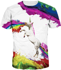 Unisex Men 3D Printed Casual Summer Short Sleeve T Shirts Tees Unicorn