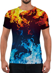 Unisex Fashion 3D Print T Shirts Funny Graphics Pattern Crewneck Short Sleeve Tees for Mens Womens Flame