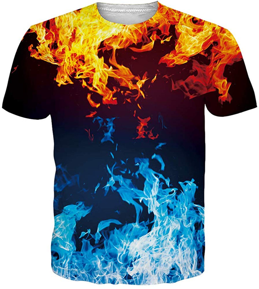 Unisex 3D Printed Summer Casual Short Sleeve T Shirts Top Tees S XXL 3flame Fire