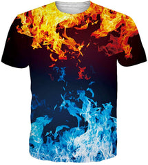 Unisex 3D Printed Summer Casual Short Sleeve T Shirts Top Tees S XXL 3flame Fire