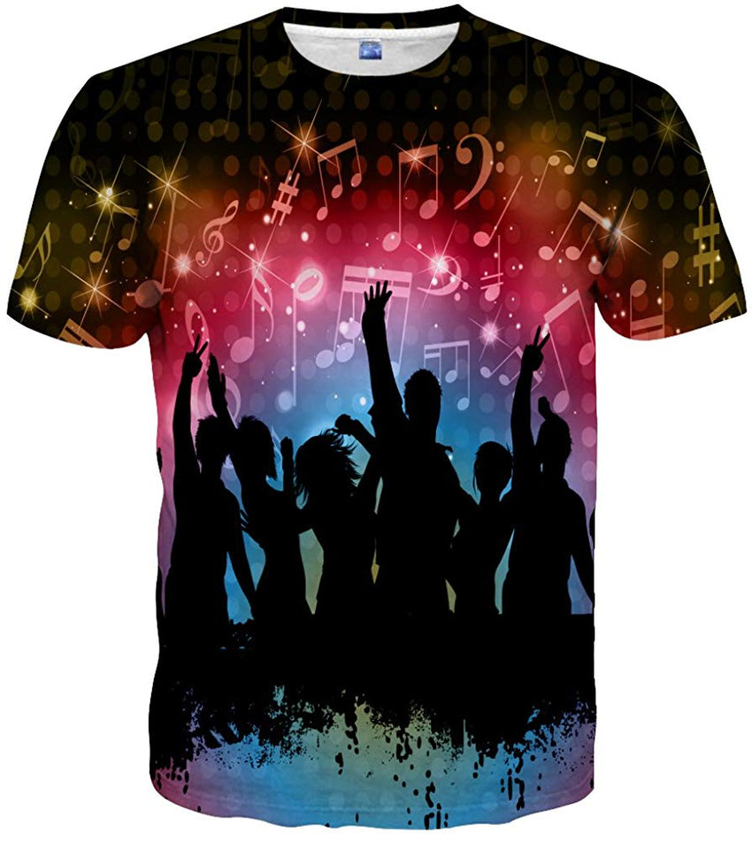 Unisex Casual 3D Print Short Sleeve T Shirt Tees Black 64