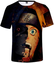 Unisex Novelty Tee Tops 3D Printed with The Japanese Anime Naruto T Shirts for Men Women Half Face