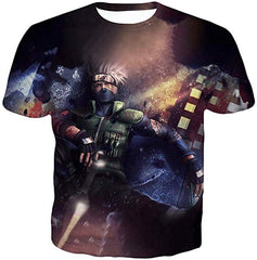 Men Naruto 3D Print Short Sleeve Pullover Regular Fit T Shirt Color 10