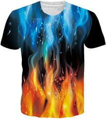 Unisex Casual 3D Print Animal Short Sleeve T Shirt Graphic Tees Yellow Fire