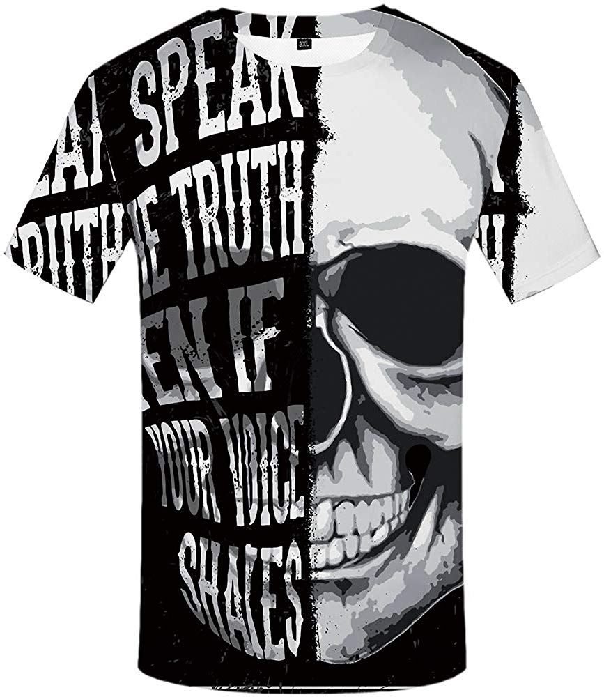 Unisex 3D Printed Creative Graphic Short Sleeved Soft T Shirt for Men Tee Skull Tshirts