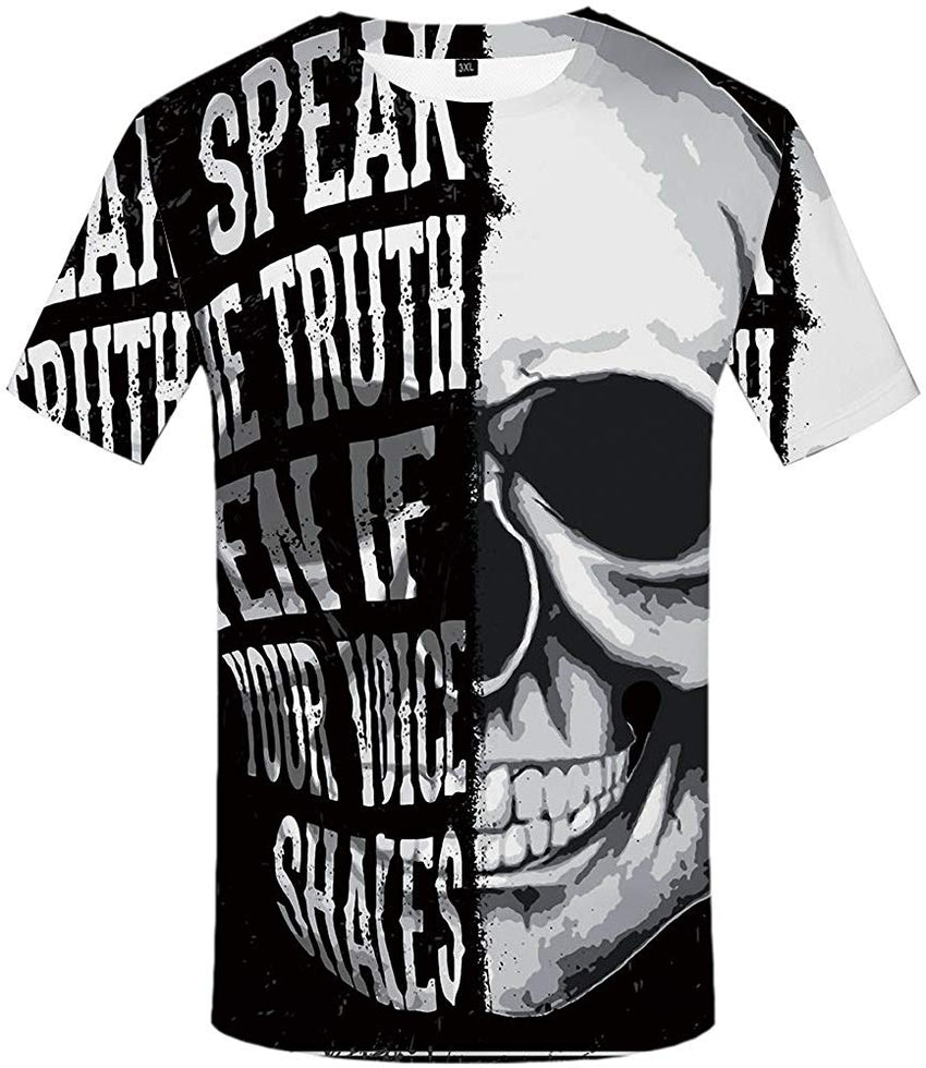 Unisex 3D Printed Creative Graphic Short Sleeved Soft T Shirt for Men Tee Skull Tshirts