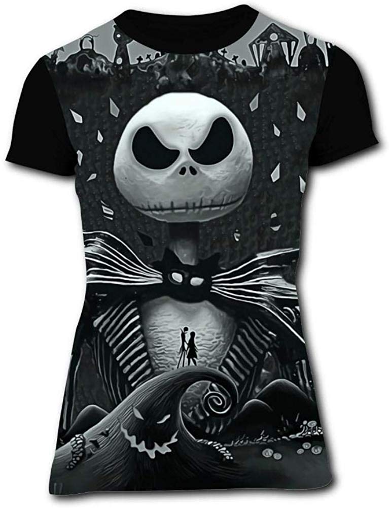 Women's Night mare Be Fore Christmas 3D Print Classic Short Sleeve T Shirt Black