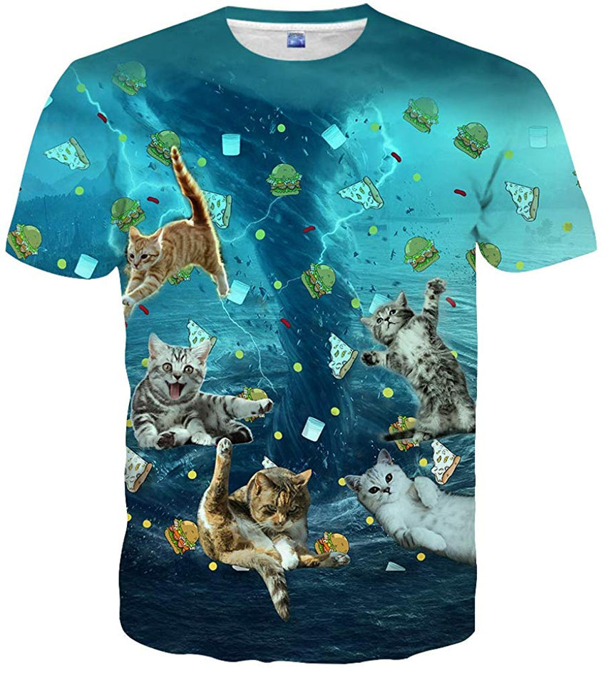 Unisex Casual 3D Print Short Sleeve T Shirt Tees Blue 55