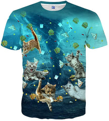 Unisex Casual 3D Print Short Sleeve T Shirt Tees Blue 55
