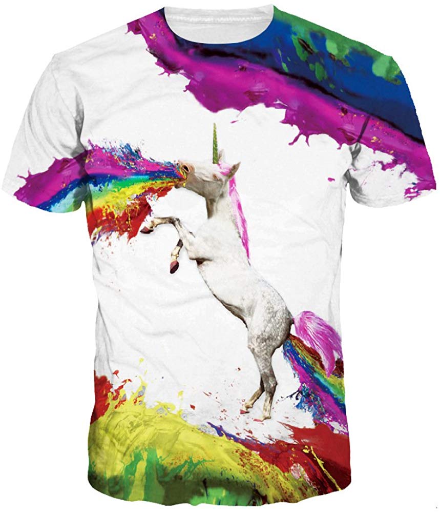 Velynce Unisex Thin Shirts Stylish 3D Digital Printed Lion Skull Casual Personality T Shirts Couple Clothing Pegasus #36