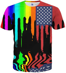 Unisex Casual 3D Print Short Sleeve T Shirt Tees Black 59