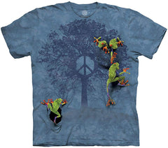 Peace Tree Frog T Shirt Men&rsquo;s Short Sleeve Blue