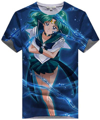 Women Sailor Moon 3D Graphic T Shirt Casual Top Sailor Neptune2