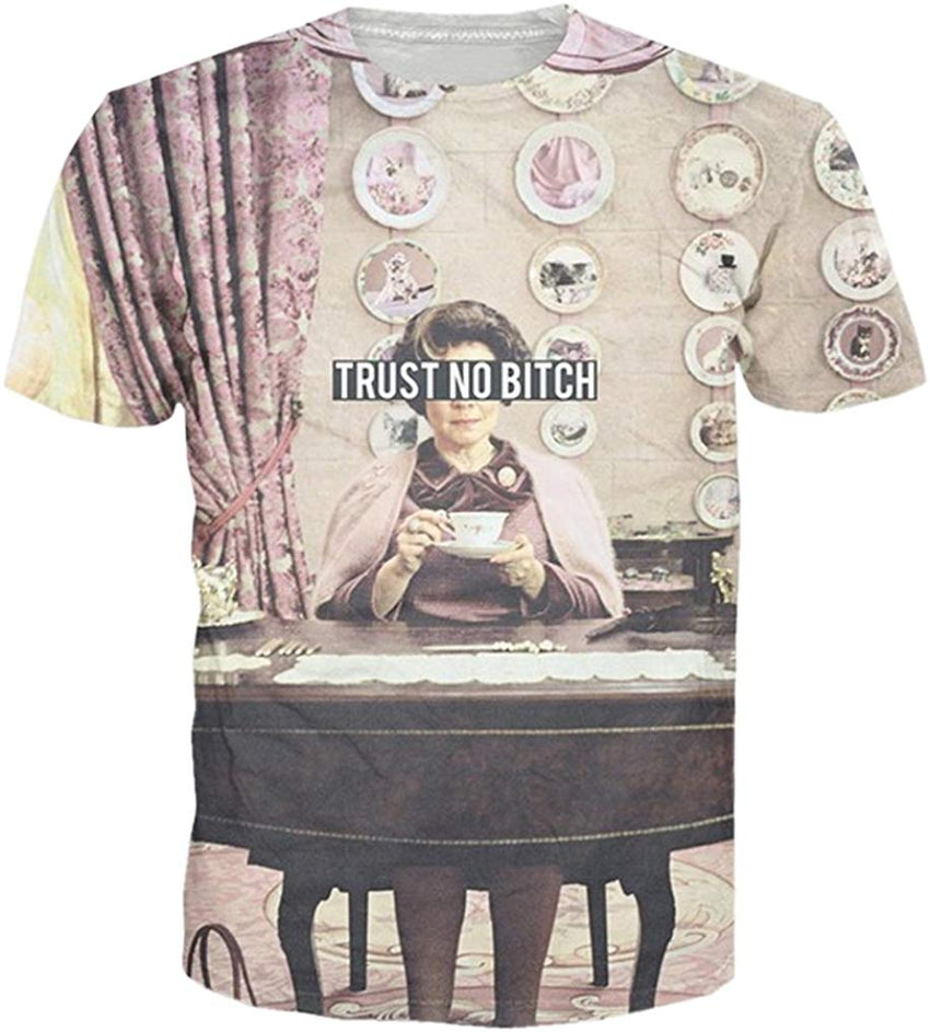 Summer Fashion Women Men Printed Short Sleeve Tee Tops T Shirts Trust No Bitch