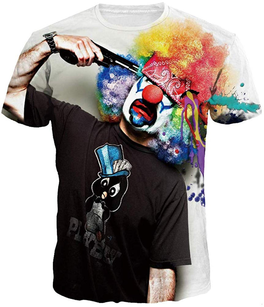 Men's 3D Print T Shirt Animal Adult Funny Novelty T Shirt Young Men Tee Short Sleeve Crew Neck Clown