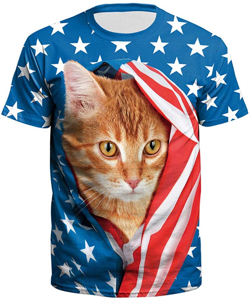 New USA Flag T Shirt Men Sexy 3D T Shirt Print Striped T Shirt Summer Tops Tees Blue