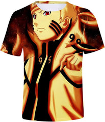 Unisex Novelty Tee Tops 3D Printed with The Japanese Anime Naruto T Shirts for Men Women Yellow Red
