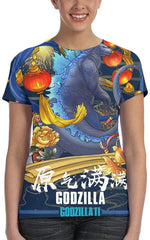 Womens God Zilla 2 King of Monsters 3D Printed Short Sleeves Shirt godzi49