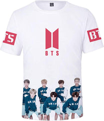 Women's Novelty T Shirts Kpop BTS Tee Tops Bangtan Boys 3D Printed Shirts J Hope RM Jimin V Jung Kook Logo Red