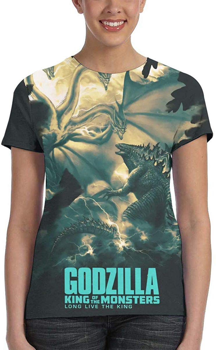 Womens God Zilla 2 King of Monsters 3D Printed Short Sleeves Shirt Godzi26