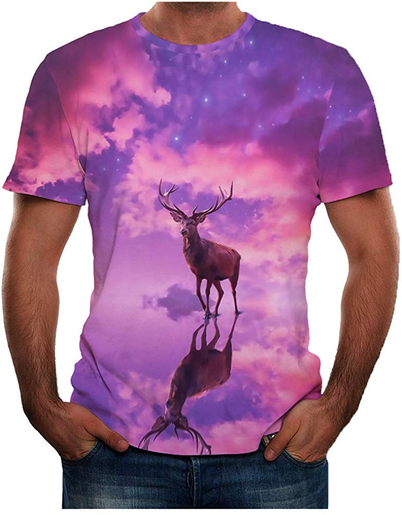 Men Summer New Full 3D Printed T Shirt Plus Size S 3XL Cool Printing Top Blouse Purple