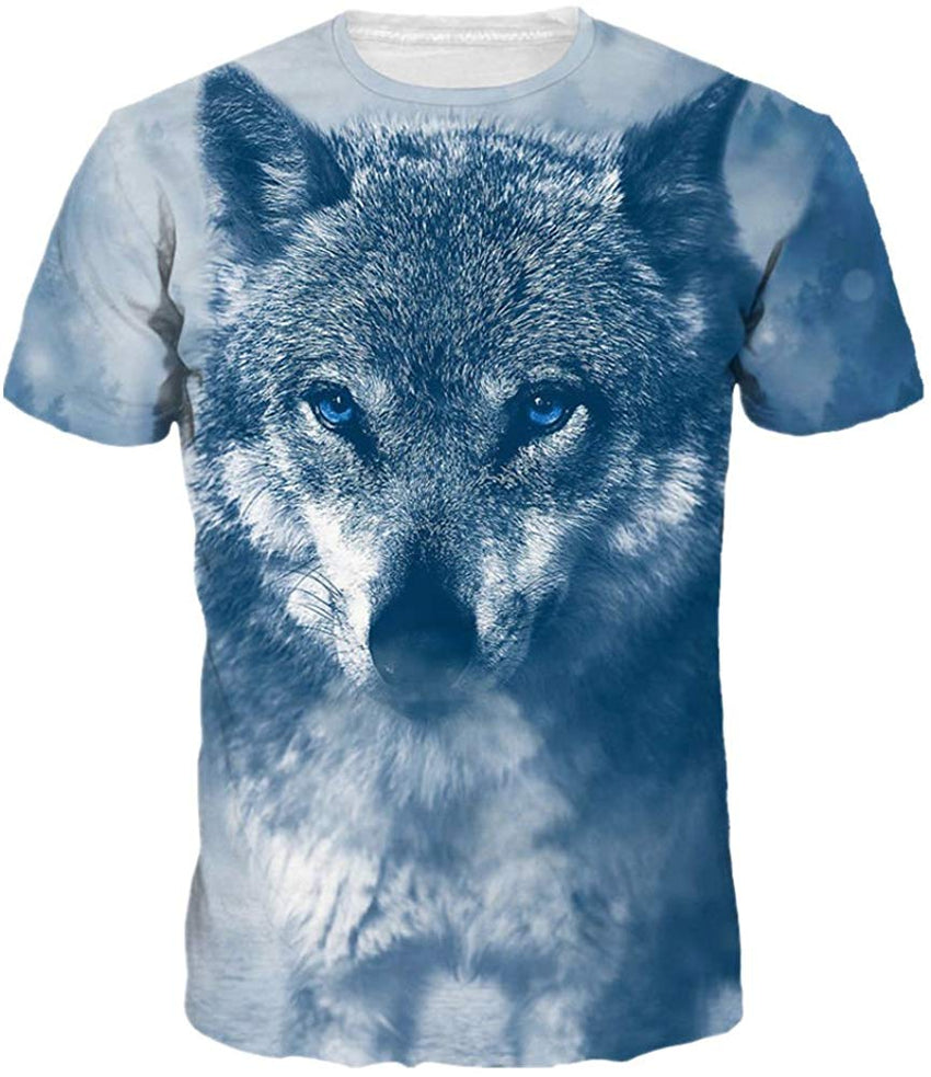 Unisex 3D Wolf T Shirts Couples Summer Short Sleeve T Shirts Casual Tees Direwolf