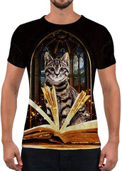 Unisex Fashion 3D Print T Shirts Funny Graphics Pattern Crewneck Short Sleeve Tees for Mens Womens Cat
