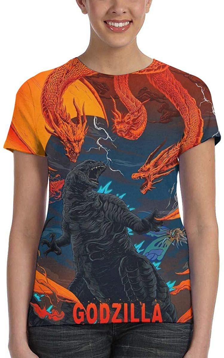 Womens God Zilla 2 King of Monsters 3D Printed Short Sleeves Shirt Godzi25