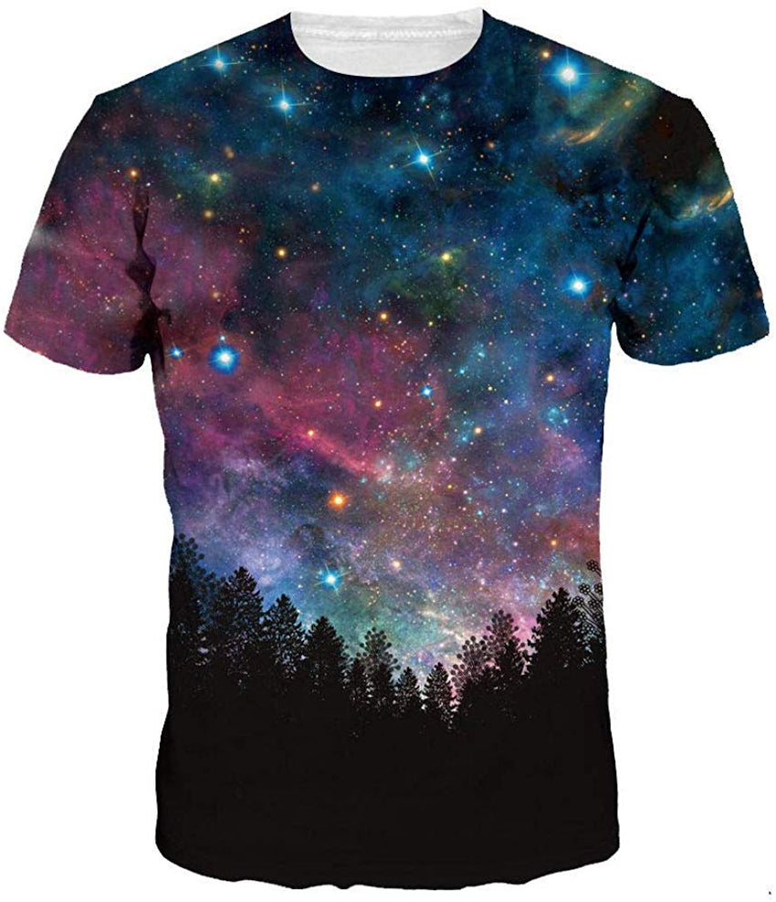Unisex 3D Wolf T Shirts Couples Summer Short Sleeve T Shirts Casual Tees Starry Trees