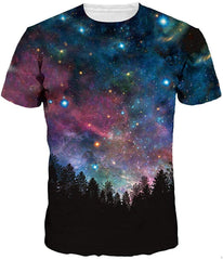 Unisex 3D Wolf T Shirts Couples Summer Short Sleeve T Shirts Casual Tees Starry Trees