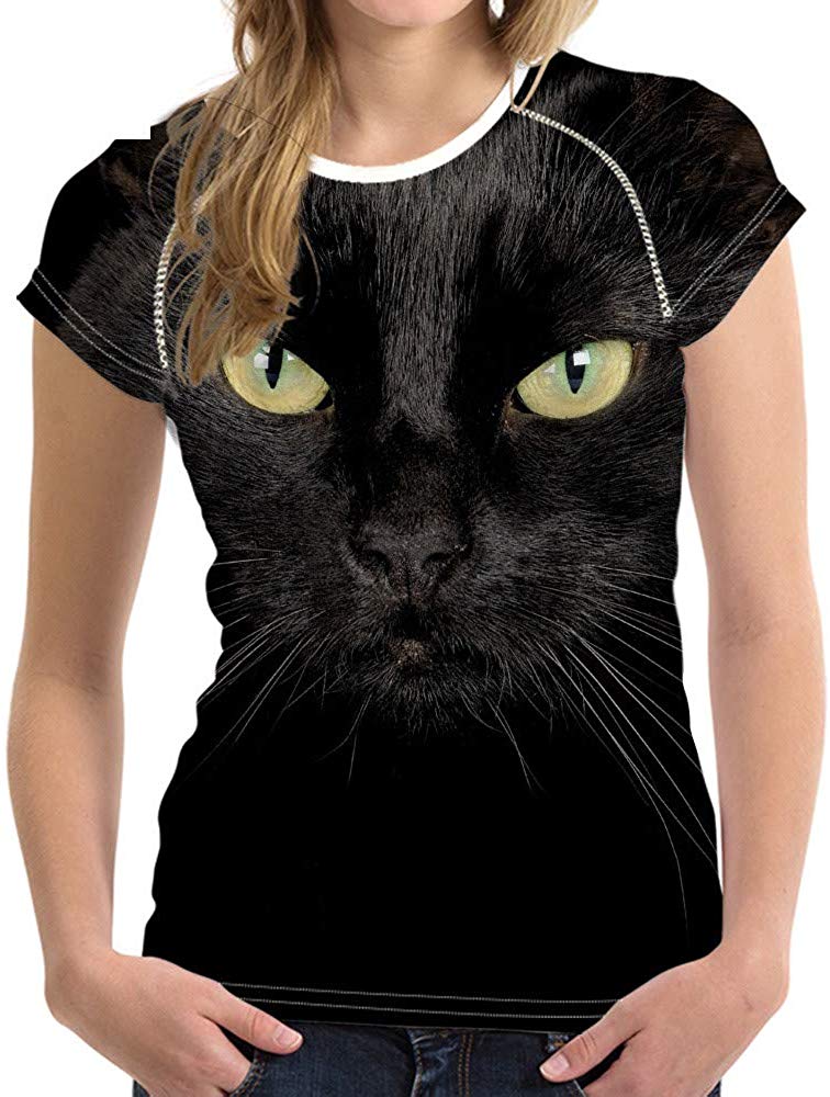 Women's Short Sleeve Tee Shirt Flexible Elastic O Neck Slim Fit Casual Tops Cat 3