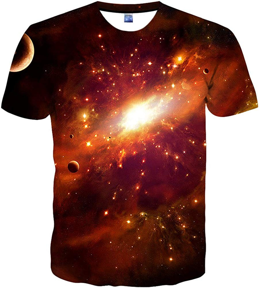 Unisex 3D Print Tshirts Short Sleeve Cool Graphic Tees for Women Men Style orange