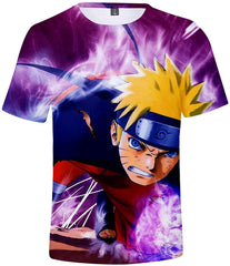 Unisex Novelty Tee Tops 3D Printed with The Japanese Anime Naruto T Shirts for Men Women Purple Bending