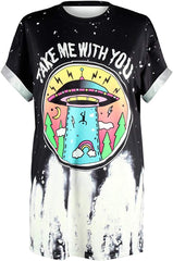 Street Style UFO Alien 3D Digital Print T Shirt Space