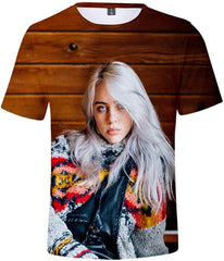 Women 3D Printed T Shirt Casual Tees for Music Fans Brown
