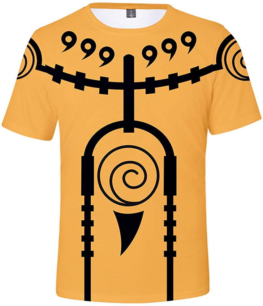 Men's Novelty Tee Tops 3D Printed Cosplay Costumes with The Japanese Anime Naruto T Shirts Yellow Roller