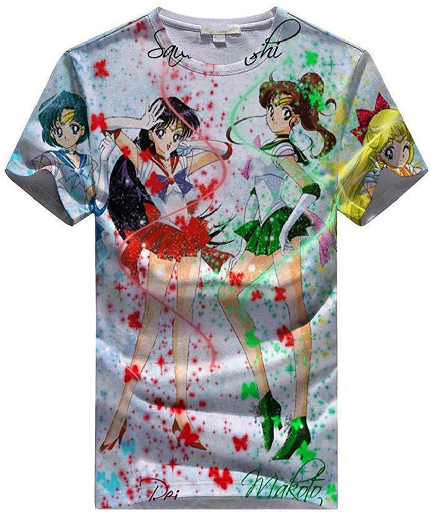 Women Sailor Moon 3D Graphic T Shirt Casual Top Sailor Family1
