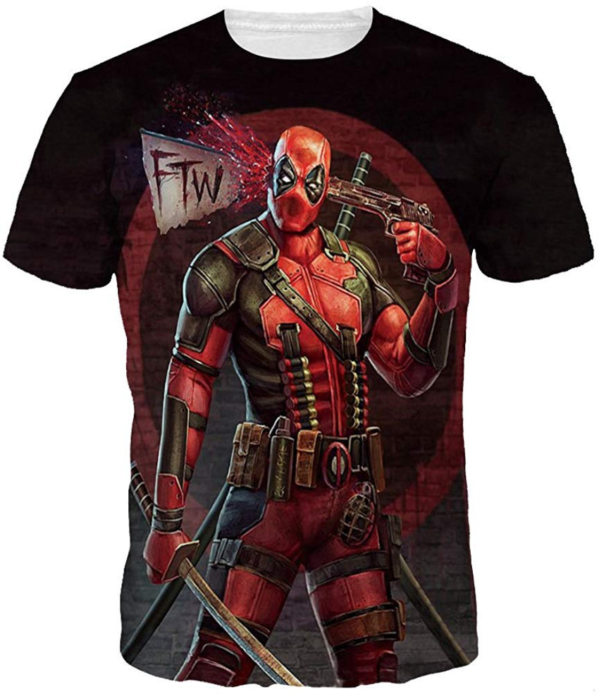 Novelty Shirts 3D Printed Short Sleeve Colorful T Shirt Fashion Couple Tees Red