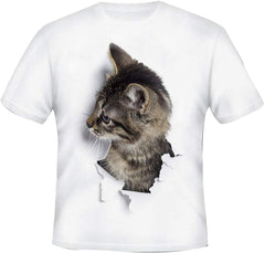 Women's and Men's Summer Cat Printed T Shirts 3D Cat Cute Valentine Tee Shirts Graphic Family T Shirts Tops Kids White 3