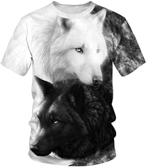 Men's Novelty T Shirt 3D Animal Patterns Short Sleeves s Bw Wolves 1
