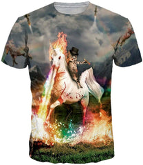 Unisex 3D Wolf T Shirts Couples Summer Short Sleeve T Shirts Casual Tees Unicorn Cat