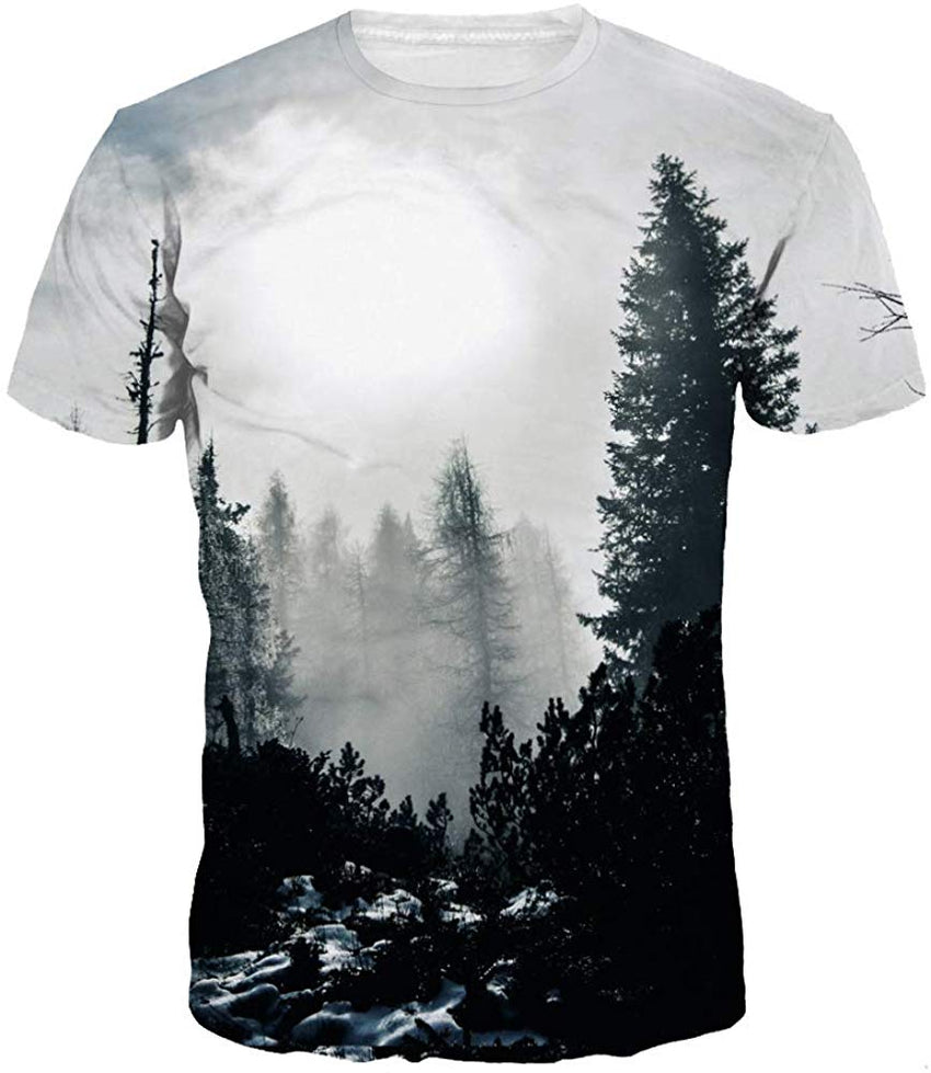 Sanatty Unisex Womens Mens Summer T Shirts Graphic 3D Galaxy T Shirts Tops Couple Tees Grey Tree