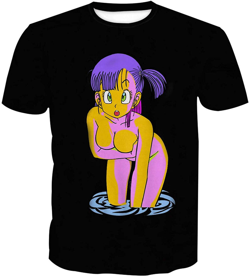 Mens O Neck 3D Digital Print Naked Young Girls Lover's Short Sleeve Summer T Shirts Nature