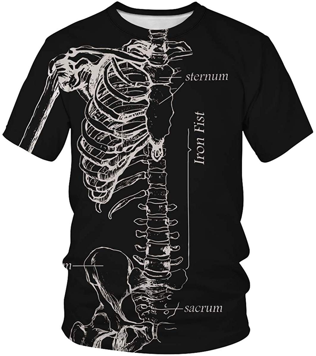 Velynce Unisex Thin Shirts Stylish 3D Digital Printed Lion Skull Casual Personality T Shirts Couple Clothing Skeleton #11