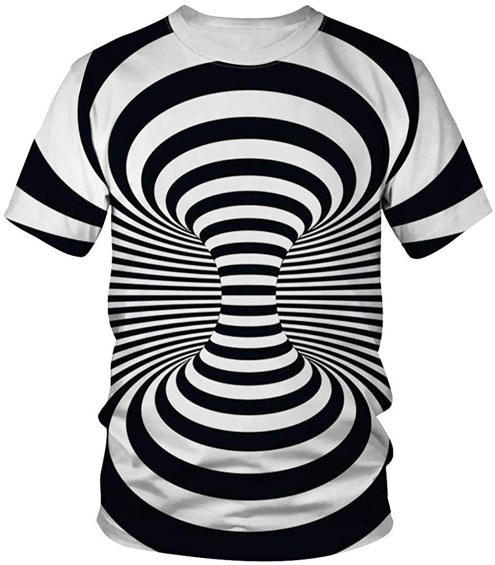 3D Print T Shirt Fashion Graphic Tee Crewneck Short Sleeve T Shirts for Men Women Optical Illusion Vortex